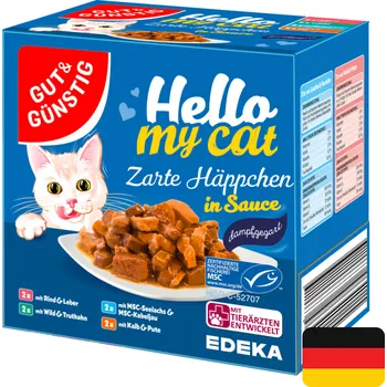 Krmivo pro kočku Gut & Günstig masové kapsičky pro kočky 8 x 100 g v omáčce (Dovoz: Německo)