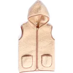Dětská vesta s kapucí 100% ovčí merino, béžová Velikost: 128