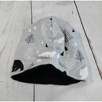 Čepice Šmoulí čepička Yháček, Lesní zvěř na šedé, flís Obvod hlavičky: M