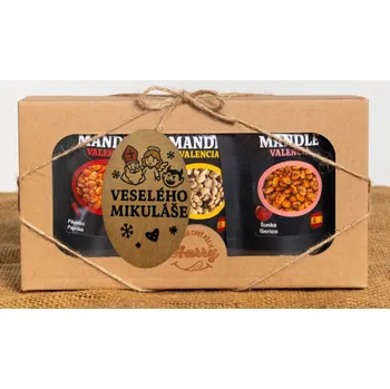 Dárková krabička Dárková sada Španělských mandlí mix citron+šunka Iberico+paprika veselého Mikuláše (Dárková sada Španělských mandlí mix citron+šunka Iberico+paprika veselého Mikuláše)