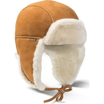Čepice Fellhof Kožená čepice - pilotka s vnitřní podšívkou ze 100% jehněčí vlny Barva: hnědá, Velikost: 54