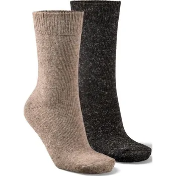 Dámské ponožky Fellhof Ponožky z alpaky a panenské vlny, 2 páry Barva: hnědá/černá, Velikost: 43-46