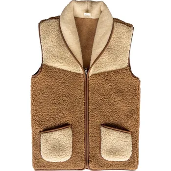Vlněná vesta s límcem 100% merino unisex hnědá/béžová Velikost: S