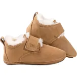 Fellhof Dětské semišové bačkory s jehněčí vlnou, protiskluzové Barva: světle hnědá, Velikost: 32
