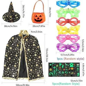 Karnevalový kostým KOSTÝM PŘEVLEK ČARODĚJ PRO DĚTI PLÁŠŤ ČARODĚJNICKÝ BÁL HALLOWEEN