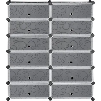 Botník Modulární botník s 12 přihrádkami, 49 x 37 x 108 cm | černý