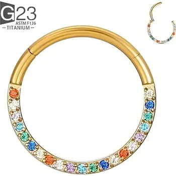 Piercing Titanový kroužek s výklopným otevíráním zdobený kamínky SENLANSPKR01 InfinityPierce.cz (Kroužek z titanu G23 s výklopným otevíráním zdobený kamínky SENLANSPKR01)