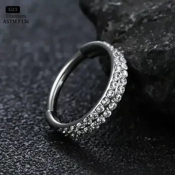 Piercing Titanový kroužek s dvojitou řadou kamínků – zlatý nebo stříbrný, G23 SENLANSPKR04 InfinityPierce.cz (Titanový kroužek s kamínky G23 – zlatý/stříbrný SENLANSPKR04)