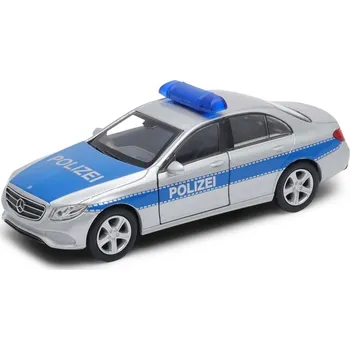 autíčko Welly 2016 Mercedes-Benz E-Class POLIZEI 1:34 stříbrný s modrým pruhem