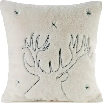 Povlak na polštářek Vánoční povlak na polštář krémový zelený jelen dekorativní 45x45
