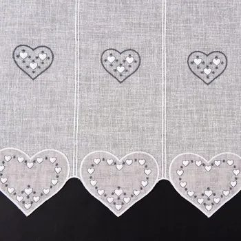 Záclona Záclona vitrážová záclona 007883 / 60 cm - šedá srdíčka.