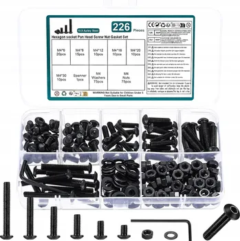 Šroub SADA ŠROUBŮ IMBUS M4, IMBUSOVÉ ŠROUBY, KRYTKY, SADA 226 ks ZÁVIT