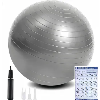 Gymnastický míč GYMNASTICKÝ MÍČ S PUMPIČKOU TRÉNINK FITNESS JÓGA PILATES SPORTOVNÍ ŠEDÁ 55 CM