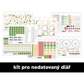 Diář Fleppi Měsíční samolepkový kit - nedatovaný diář | Srpen 2024