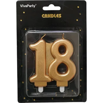 Svíčka NAROZENINOVÉ SVÍČKY SVÍČKA ČÍSLICE 18 ZLATÁ