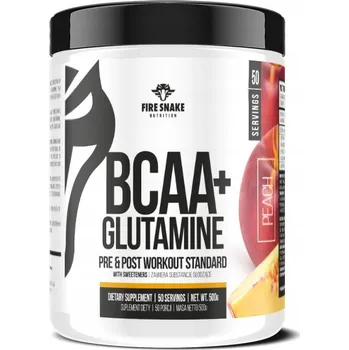 Aminokyselina BCAA + Glutamin v prášku Fire Snake Nutrition 500 g příchuť broskev