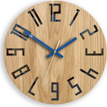 Hodiny Dřevěné nástěnné hodiny Slim 33 cm černé/tmavě modré/hnědé