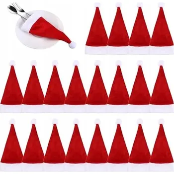 Vánoční dekorace 20X VÁNOČNÍ POUZDRO POUZDRO ČEPICE SANTA CLAUSE NA PŘÍBORY JÍDELNÍ SOUPRAVA