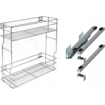 Nábytkové kování Cargo do boční skříňky levé 20cm 200 chromovaný efekt 2ks Rejs Push plný výsuv