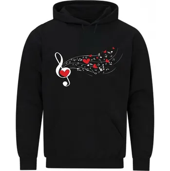 Pánská mikina Pánská mikina Houslový klíč Melodie srdcem (Velikost: 5XL, Barva: Černá)