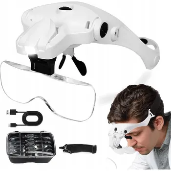 Lupa HLAVOVÁ LUPA S LED SVĚTLEM, PRECIZNÍ BRÝLE, ČELOVÁ, 5X ZVĚTŠOVACÍ SKLA