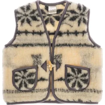 Kojenecká bunda Dětská vesta 100% ovčí merino, béžovošedá Velikost: 5-7 let