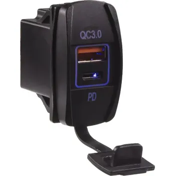 USB nabíječka QC3.0 + USB-C, "Rocker" 12/24V, 36W