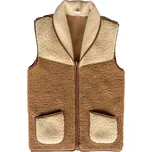 Vlněná vesta s límcem 100% merino unisex hnědá/béžová Velikost: M