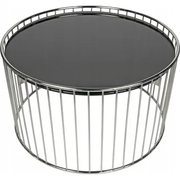 Konferenční stolek Konferenční stolek kulatý SKLENĚNÝ ČERNÝ deska moderní LOFT do obýváku CHROM