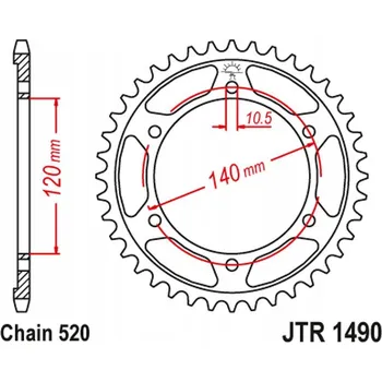 Řetězová sada pro motocykl Zadní rozeta ocel JT 520, 42 zubů JTR1490,42