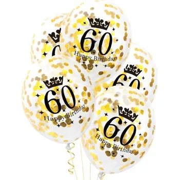 Balónek LATEXOVÉ BALÓNKY S KONFETAMI K 60. NAROZENINÁM 60 Happy Birthday 100 KS