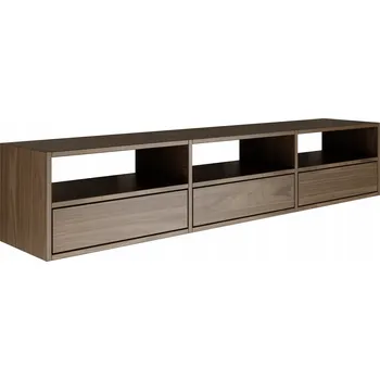 Televizní stolek Závěsná TV skříňka Framme se třemi výklopnými dvířky a nikami, 150 cm, ořech Wisconsin