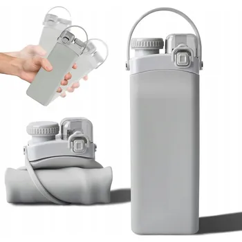 Láhev MĚKKÁ SKLÁDACÍ SILIKONOVÁ LÁHEV LAHEV NA PITÍ NA VODU 600 ML BPA FREE