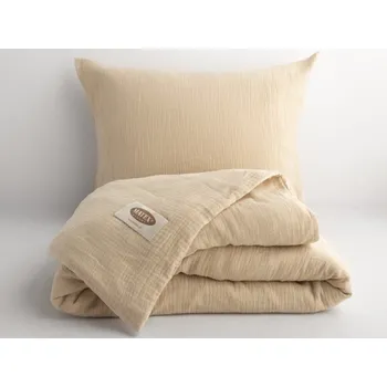 Povlečení Mušelínové povlečení béžové premium 140x200 + 70x90 cm