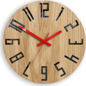 Hodiny Dřevěné nástěnné hodiny Slim 33 cm černé/červené/hnědé