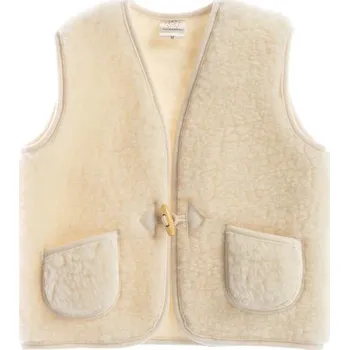 Kojenecká bunda Dětská vesta 100% ovčí merino, přírodní béžová Velikost: 6-24 měsíců
