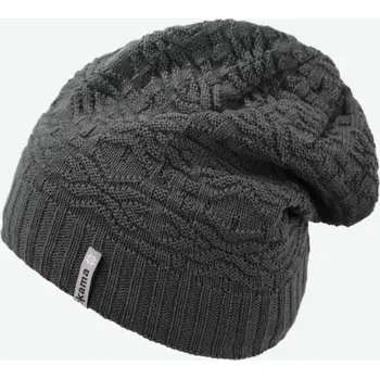 Čepice Kama Dětská dlouhá pletená merino čepice Barva: šedá