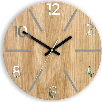 Hodiny Dřevěné nástěnné hodiny Aksel 33 cm dub přírodní/šedé