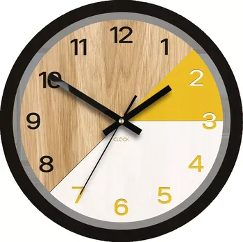 Hodiny Dřevěné nástěnné hodiny Paris 33 cm žluté/černé