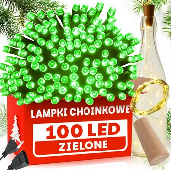 Vánoční dekorace VÁNOČNÍ OSVĚTLENÍ NA STROMEČEK 100 LED ZELENÉ VNITŘNÍ VENKOVNÍ +