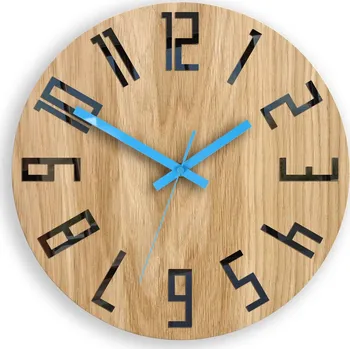 Hodiny Dřevěné nástěnné hodiny Slim 33 cm černé/modré/hnědé
