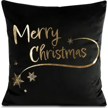 Povlak na dekorativní polštářek Vánoční povlak na polštář sametový 45x45 zlatý potisk dekorativní elegantní