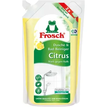 Čisticí prostředek Frosch čistič na sprchy a koupelny náhradní náplň 950 ml Citrus (Dovoz: Německo)