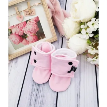 Capáčky Vysoké capáčky s microfleesem - Baby Pink 9 - 12M