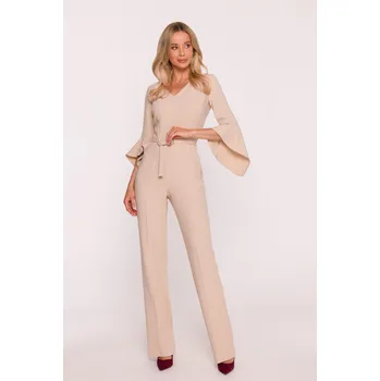 Dámský kostýmek Společenský overal s volánky Stylove S416 béžový EU velikost: L