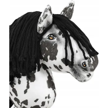 Hobby horsing Hobby Horse Malý koník na tyči Premium - strakoš bílo-černý s černou hřívou