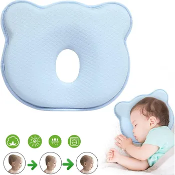 Polštář Polštář na spaní pro miminka, prodyšný, z pěny, světle modrý