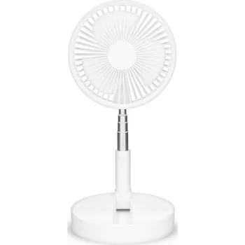 Domácí ventilátor Přenosný flexibilní stolní a 20cm podstavcový ventilátor s li-ion baterií Bílá 99380 Trebs