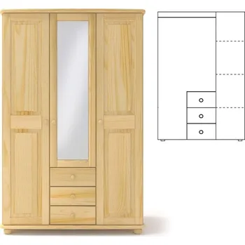 Šatní skříň KLASA-NÁBYTEK.cz Skříň 3+3PL - borovice