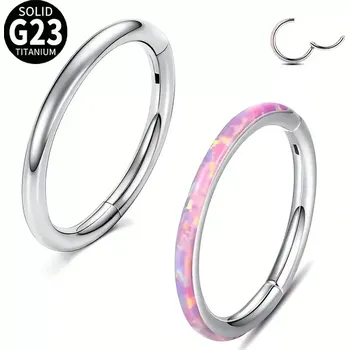 Piercing Set 2 ks titanových kroužků – leštěná ocel + opálové kamínky, G23 - SENLASPKR02 InfinityPierce.cz (Titanový set 2 kroužků s opálem G23 - SENLASPKR02)